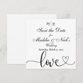 Minimalistisch zwart-wit sparen de Datum Save The Date (Voorkant / Achterkant)