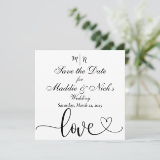 Minimalistisch zwart-wit sparen de Datum Save The Date