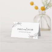 Minimalistisch zwart wit tak blad bruiloft (Achterkant)