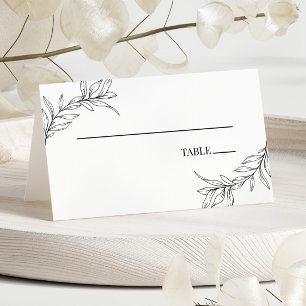Minimalistisch zwart wit tak blad bruiloft