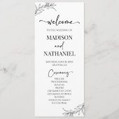 Minimalistisch zwart wit tak blad bruiloft programma (Voorkant)