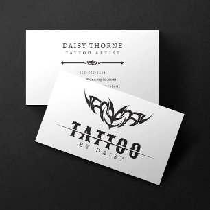 Minimalistisch Zwart-wit Tattoo Artist Salon Visitekaartje