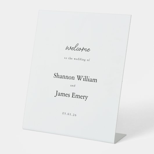 Minimalistisch Zwart Wit Trouwtafelblad Teken Reclamebord Met Voetstuk (Voorkant)