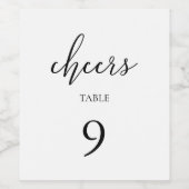 Minimalistisch zwart-wit trouwtafelnummer wijn etiket (Enkel label)