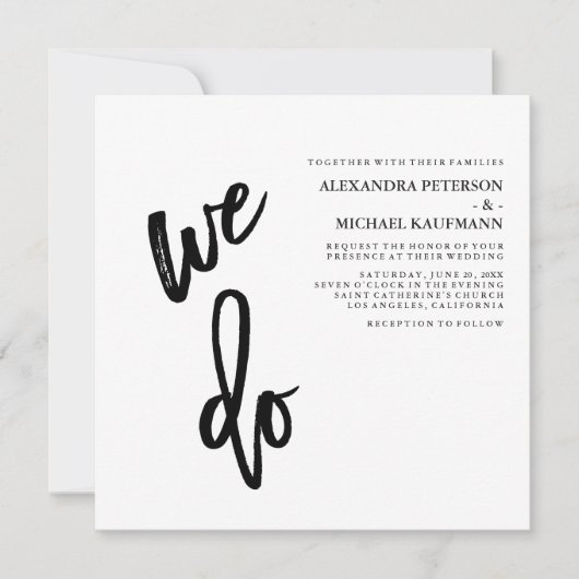 Minimalistisch zwart-wit Typografie Weddenschap Kaart (Voorkant)