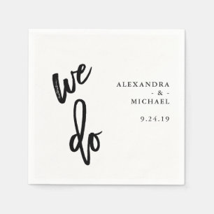 Minimalistisch zwart-wit Typografie Weddenschap Servet