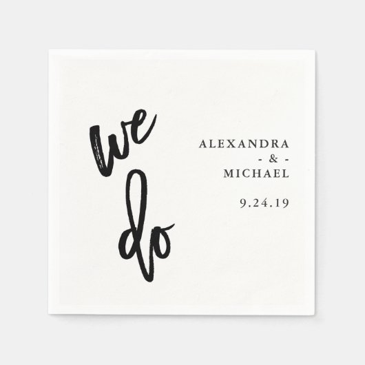 Minimalistisch zwart-wit Typografie Weddenschap Servet (Voorkant)