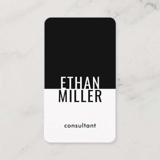 Minimalistisch zwart-wit, uniek, modern, verticaal visitekaartje (Voorkant)