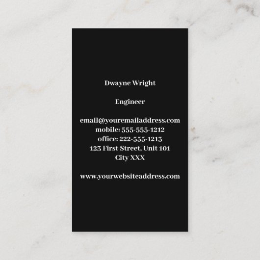 Minimalistisch zwart-wit visitekaartje (Achterkant)