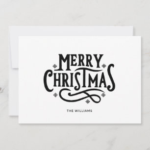 Minimalistisch zwart-wit vrolijk kerstfeest feestdagenkaart