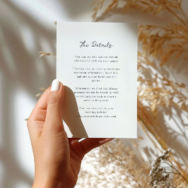 Minimalistisch zwart-wit | Wedding Guest Details Informatiekaartje