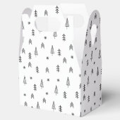 Minimalistisch zwart-wit winterpatroon bedankdoosjes (Geopend)