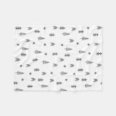 Minimalistisch zwart-wit winterpatroon fleece deken (Voorkant (Horizontaal))
