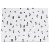 Minimalistisch zwart-wit winterpatroon groot cadeauzakje (Voorkant)