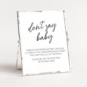 Minimalistisch Zwart-wit Zeg niet Baby Poster