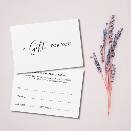 Minimalistisch zwart witcadeaucertificaat visitekaartje