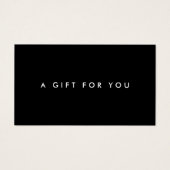 Minimalistisch zwart-witcadeaucertificaat visitekaartje (Voorkant)