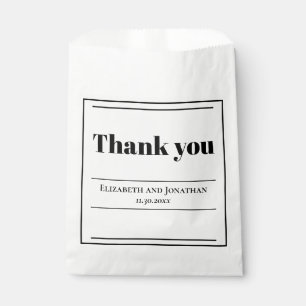 Minimalistisch zwart-withuwelijk bedankzakje