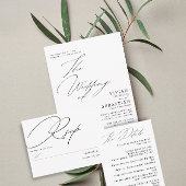 Minimalistisch zwart-withuwelijk kaart