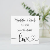 Minimalistisch zwart-withuwelijk save the date (Staand voorkant)