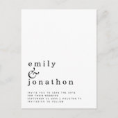 Minimalistisch zwart withuwelijk sparen de datum aankondigingskaart (Voorkant)