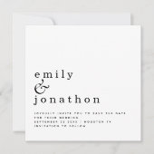 Minimalistisch zwart withuwelijk sparen de datum save the date (Voorkant)