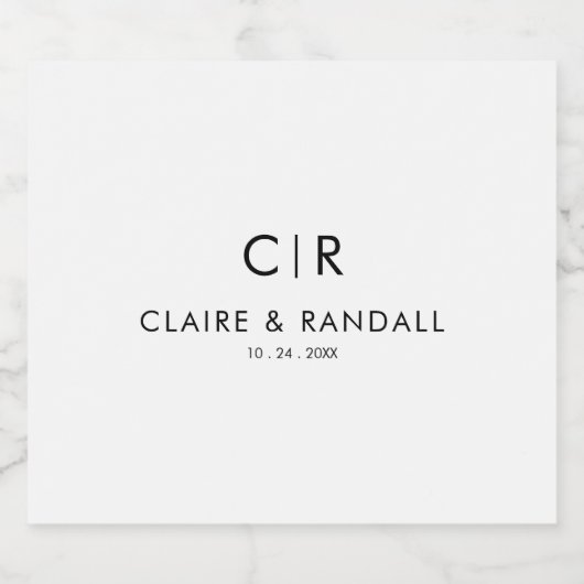 Minimalistisch zwart-withuwelijk sparkling wijnetiket (Enkel label)