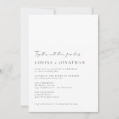 Minimalistisch zwart witscript foto-bruiloft kaart (Voorkant)