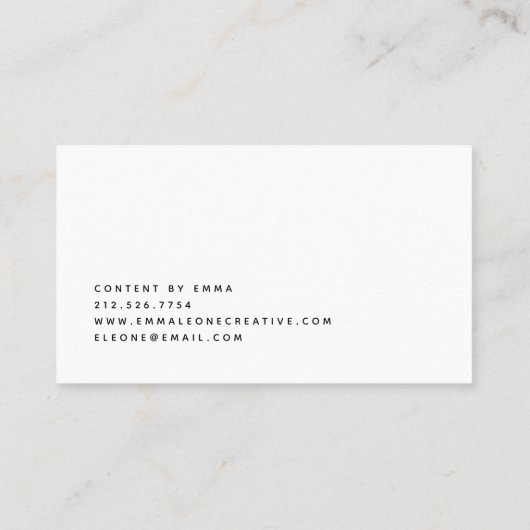 Minimalistisch zwart-witscript visitekaartje (Achterkant)