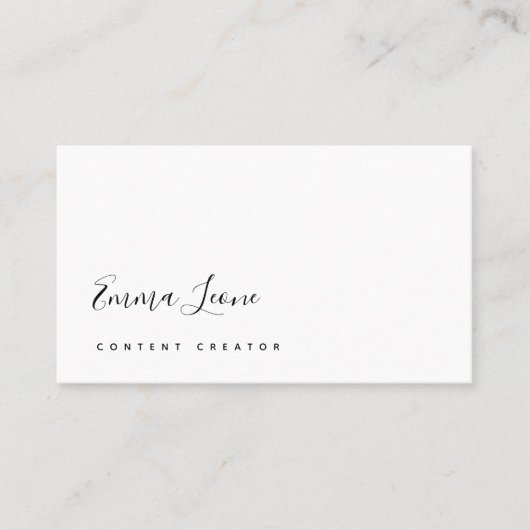 Minimalistisch zwart-witscript visitekaartje (Voorkant)