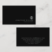 Minimalistisch zwart zilver monogram visitekaartje (Voorkant / Achterkant)