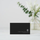 Minimalistisch zwart zilver monogram visitekaartje (Staand voorkant)