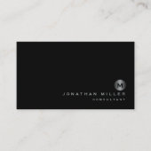 Minimalistisch zwart zilver monogram visitekaartje (Voorkant)
