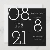 Minimalistisch zwart, zilverwitter save the date (Voorkant)