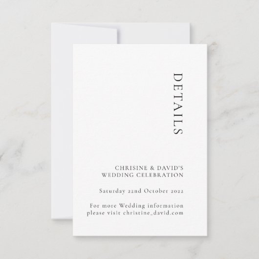 Minimalistisch zwarte en witte bruiloft — Details Kaart (Voorkant)