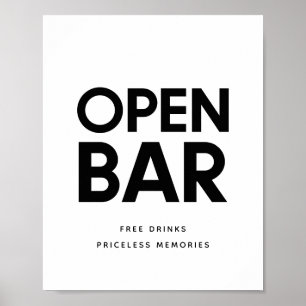 Minimalistisch zwarte en witte open bruiloft poster