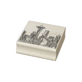 Minimalistisch zwarte en witte Seattle Skyline Rubberstempel (Stempel)