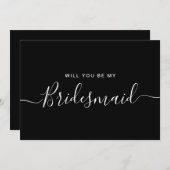 Minimalistisch zwarte witte bridesmaïde Kaart (Voorkant / Achterkant)