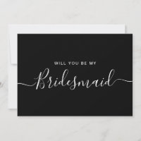 Minimalistisch zwarte witte bridesmaïde Kaart