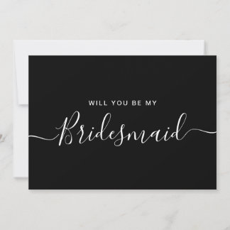 Minimalistisch zwarte witte bridesmaïde Kaart
