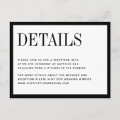 Minimalistisch zwarte witte bruiloft — Details kaa Uitnodiging Briefkaart (Voorkant)