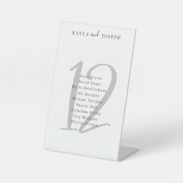 Minimalistisch zwarte witte bruiloft nummer 12 reclamebord met voetstuk
