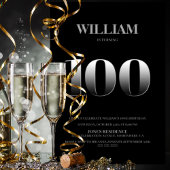 Minimalistische 100e verjaardag Black en Silver Kaart