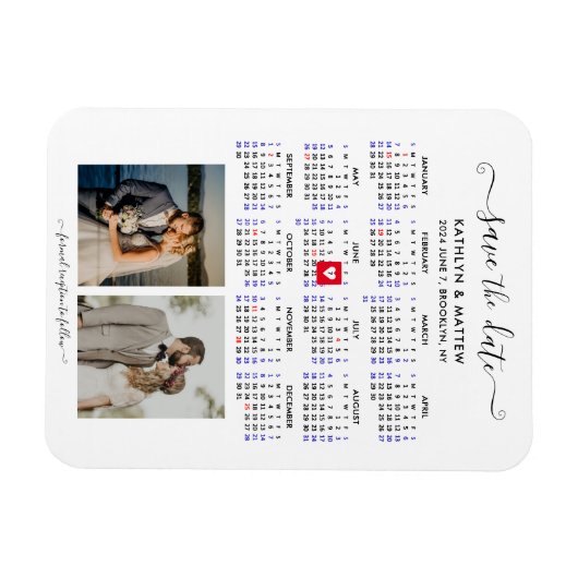 Minimalistische 2 Foto 2024 Agenda Data Reserveren Magneet (Horizontaal)