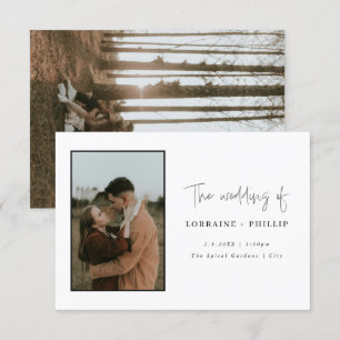 Minimalistische 2-foto moderne bruiloft uitnodigin kaart