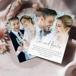 Minimalistische 2 foto's Liefde Bedankt bruiloft D Kaart