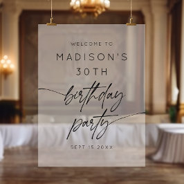 Minimalistische 30e verjaardagsfeestje Frosted Wel Acryl Bord