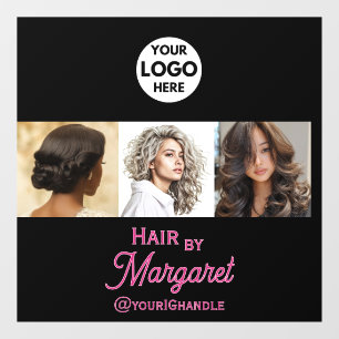 Minimalistische 3 Foto Roze Zwart Foto Kapsalon Raamsticker
