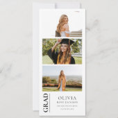 Minimalistische 3-foto strip Afstuderen Aankondiging (Voorkant)