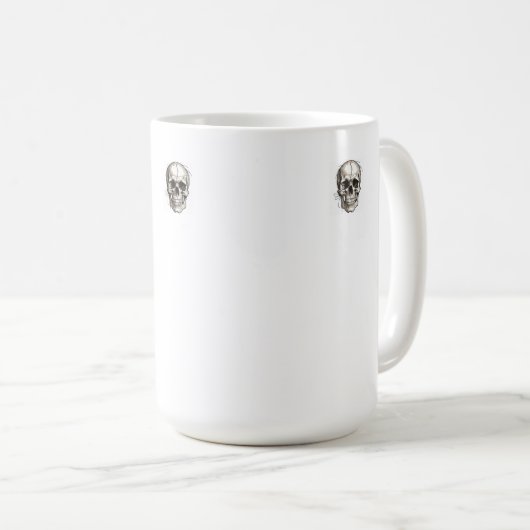 Minimalistische 3 schedel Mok Memento Mori (Voorkant rechts)